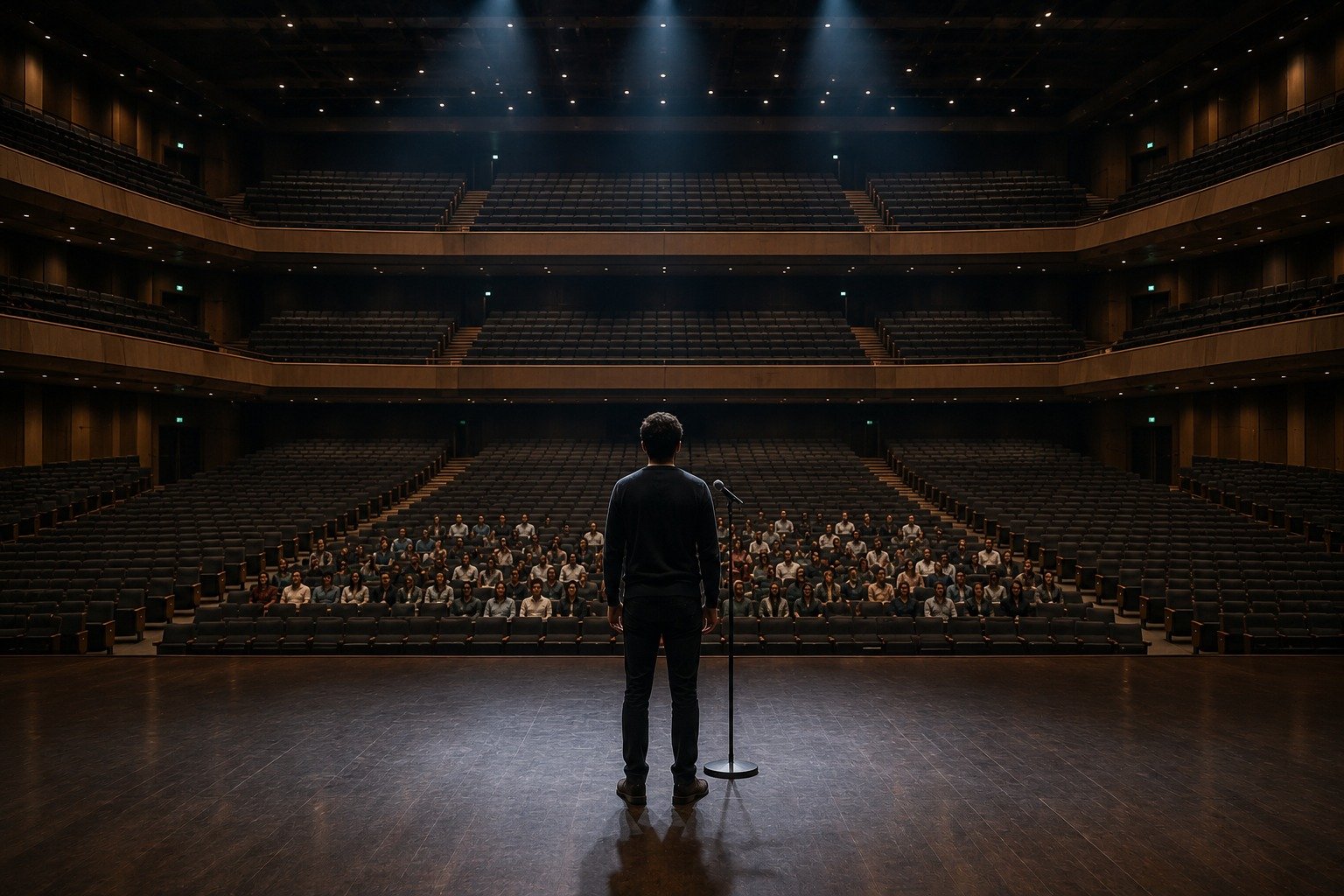 Large-scale auditorium demonstrating the psychological impact of scale
